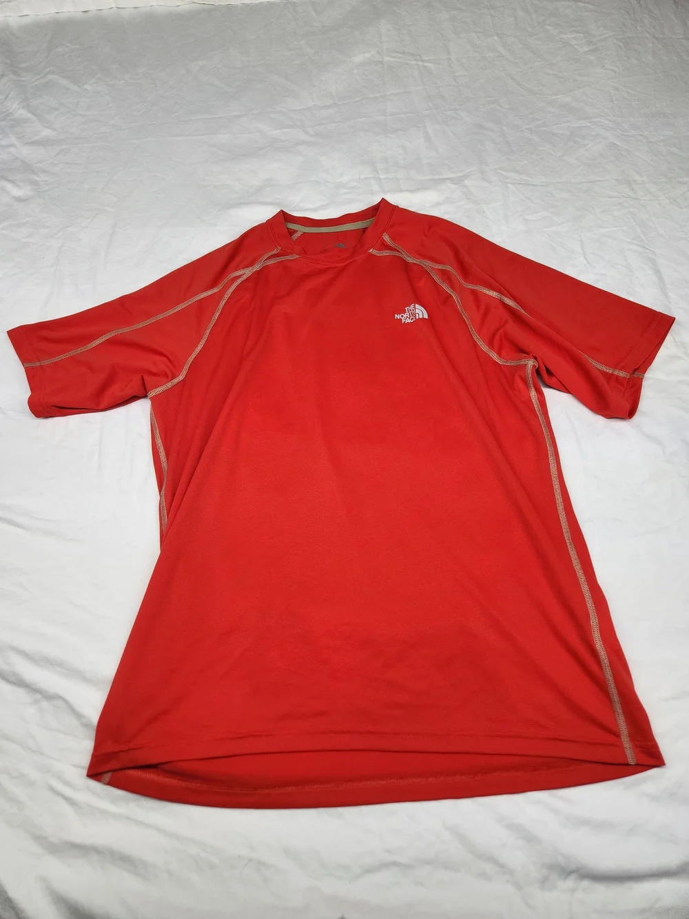 The North Face Men's Red Short-Sleeve Active Tee with Contrast Stitching